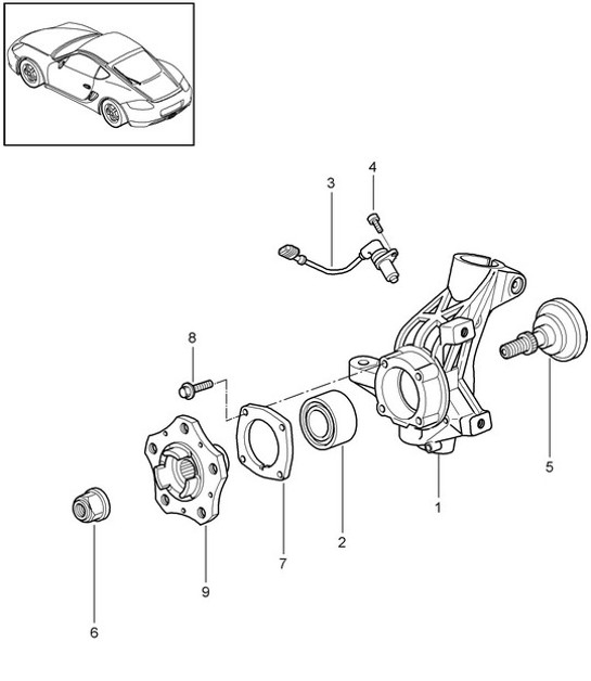 Diagram 401-005 Porsche Boxster Spyder 3.8L 2016 Vooras, besturing 