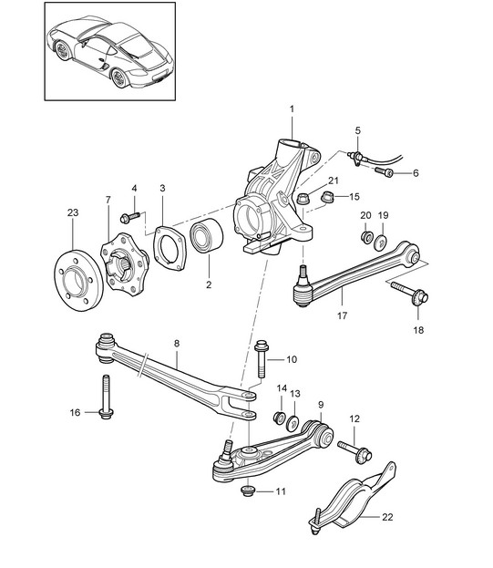 Rear axle / Wheel carrier / Guide / Wheel hub  987C.2 Cayman 2009-12