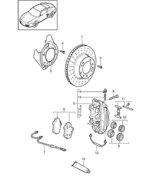 Disc brake / Rear axle 987C.2 Cayman 2009-12