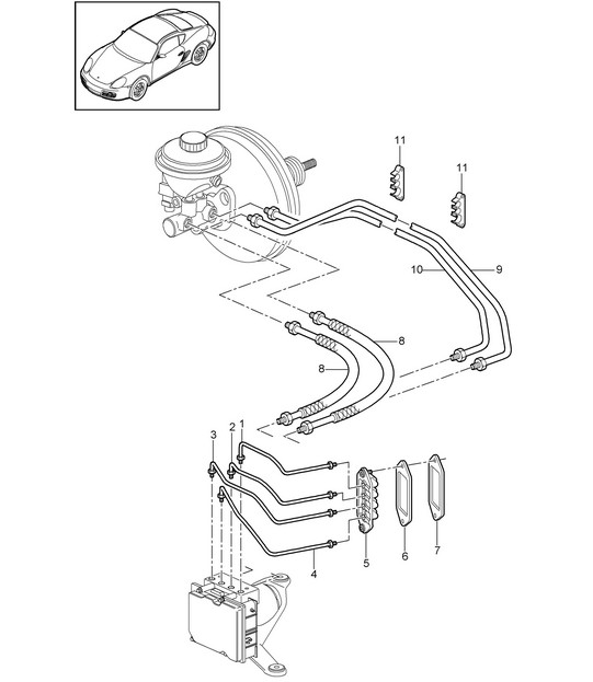 Brake lines / Front end 987C.2 Cayman 2009-12