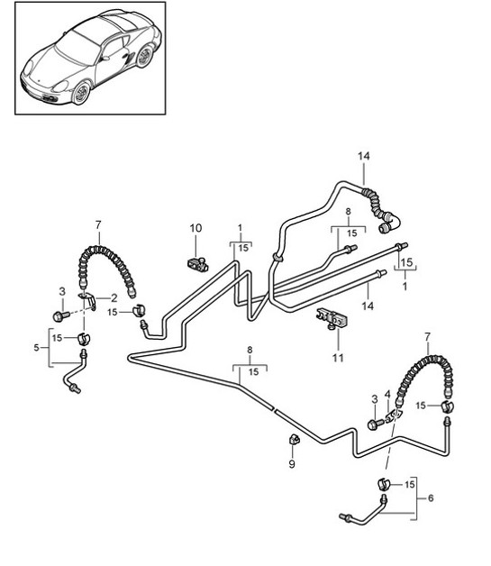 Diagram 604-015 Porsche 964 (911) C2 1989-93 Ruote, freni