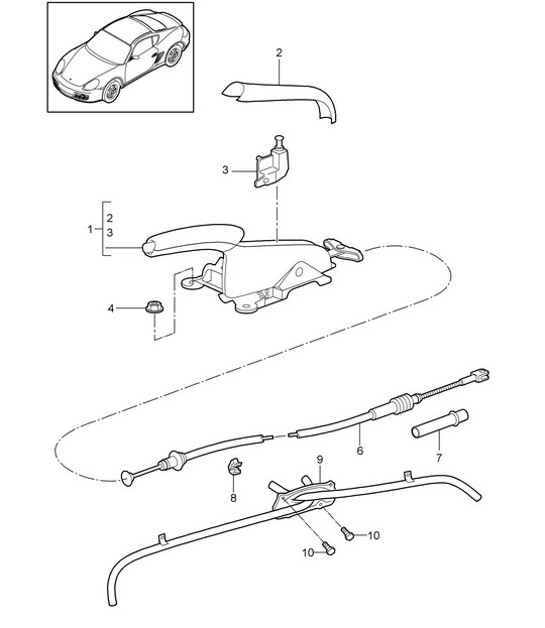 Diagram 701-005 Porsche Macan (95B) MK1 (2014-2018) Hand Lever System, Pedal Cluster 