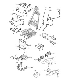 Wiring looms / Switch / Control unit / Electric motor / Standard seat / Comfort seat (PR:369,370, 437,438) 987C.2 Cayman 2009-12