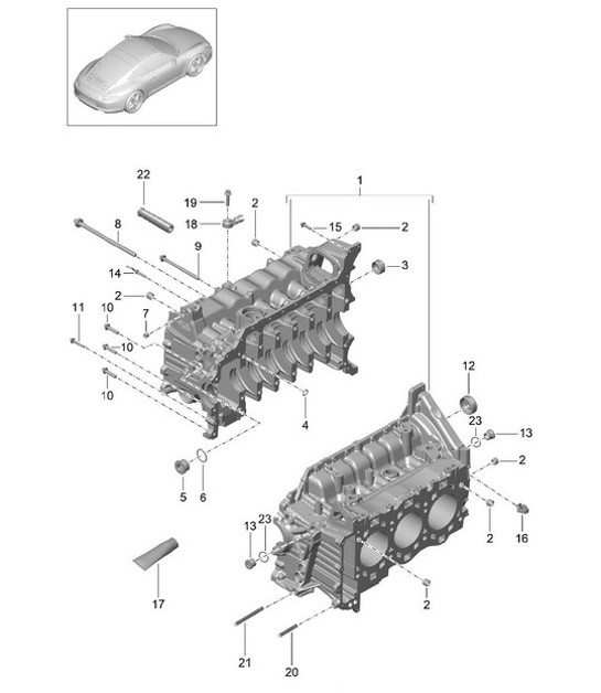 Diagram 101-005 Porsche Cayman 718 2.0L Manual (300Bhp) Motor