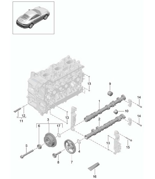 Diagram 103-010 Porsche 997 (911) MK1 2005-2008 Engine