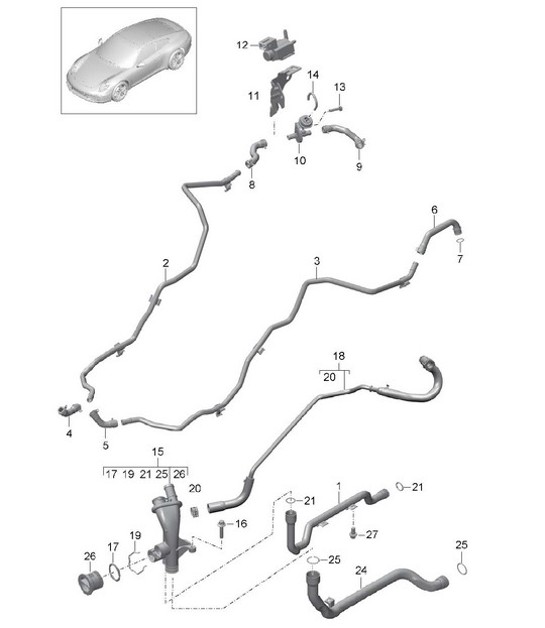 Diagram 105-005 Porsche Macan (95B) MK1 (2014-2018) Engine