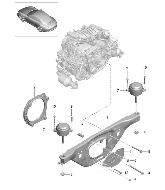 Engine suspension 991.1 2012-16