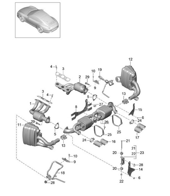 Diagram 202-005 Porsche Boxster 718 (982) 2017>> Fuel System, Exhaust System
