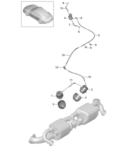 Exhaust system / Exhaust flap / vacuum system - PR:176 Sports exhaust system - 991.1 2012-16