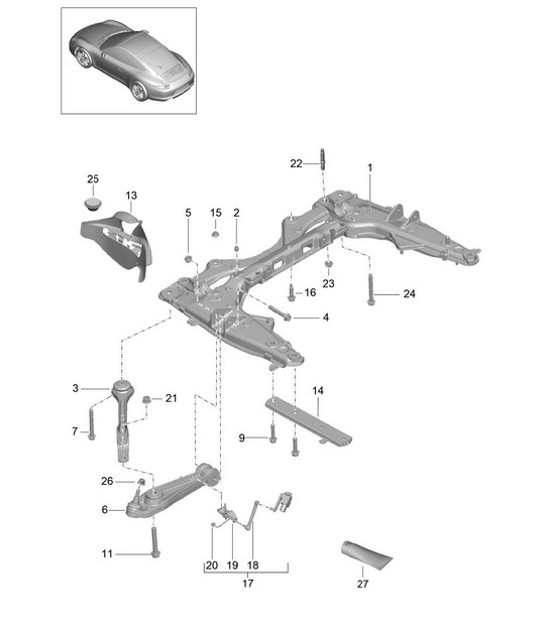 Diagram 401-000 Porsche 997 (911) MK2 2009-2012 Front Axle, Steering 