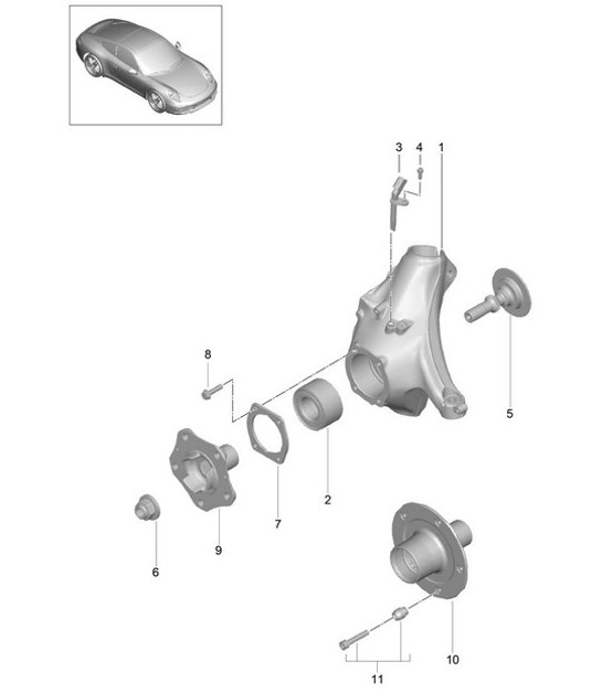 Diagram 401-005 Porsche Macan (95B) MK1 (2014-2018) Front Axle, Steering 