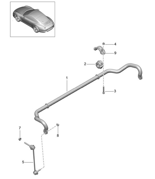 Anti-roll bar - Standard chassis - 991.1 C2 / C4  2012-16