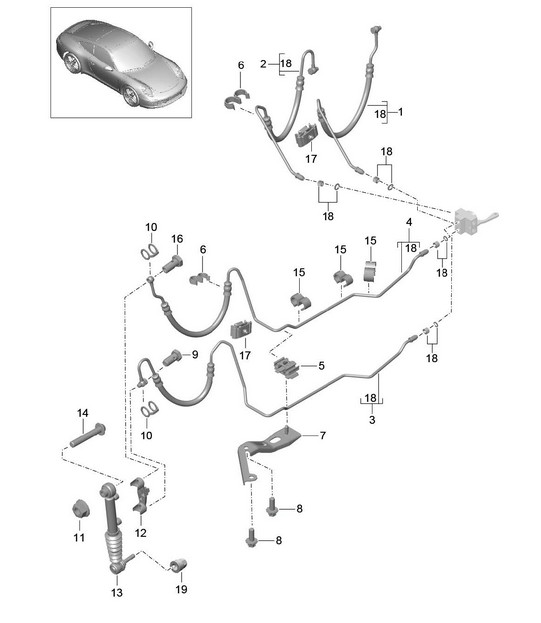 Pressure line / Rear end / Damper / PDCC - PR:031, 352 - 991.1 Carrera 2012-16