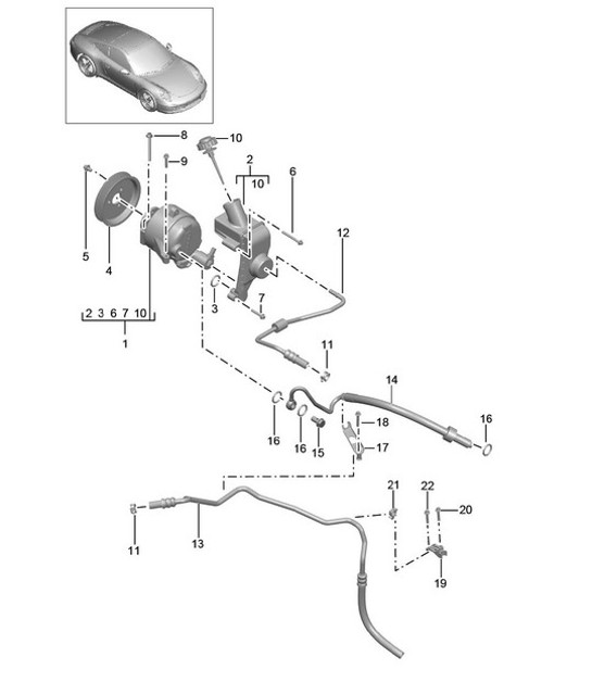 Diagram 402-060 Porsche Cayman GTS 718 4.0L Manual (400 Bhp) Front Axle, Steering 