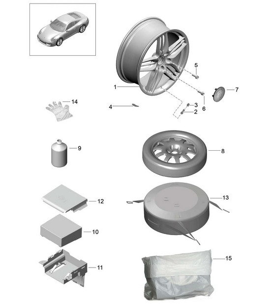 Wheels / tyres - WITHOUT Central wheel lock - 991.1 2012-16
