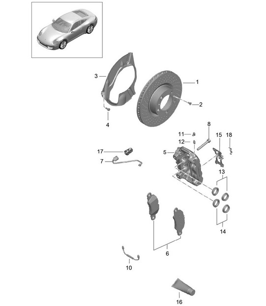 Disc brake / Front axle - Carrera 4,  Carrera 4S, 4 GTS - 991.1 2012-16