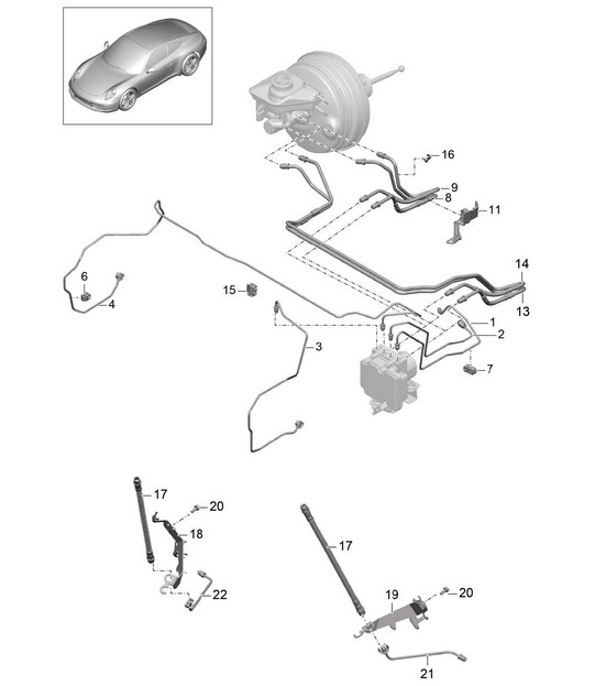 Brake lines / Front end 991.1 2012-16