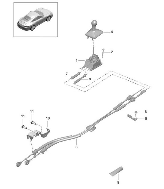 Diagram 701-000 Porsche 992 (911) MK1 2019-2024 Hand Lever System, Pedal Cluster 