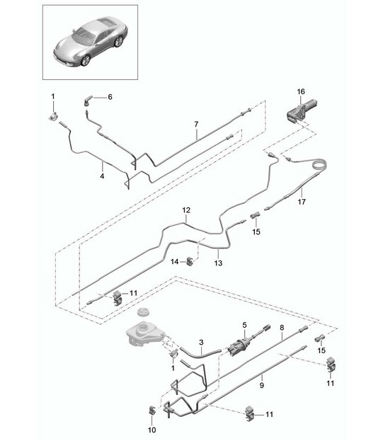 Hydraulic coupling / actuation / Clutch master cylinder / Clutch slave cylinder / Pipe/hose line 991.1 2012-16