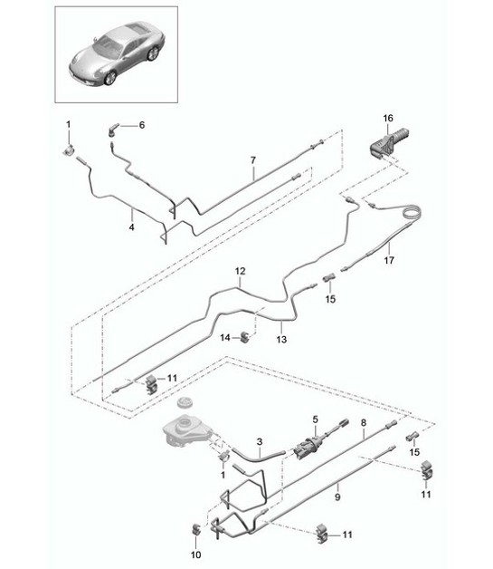 Diagram 702-008 Porsche 997 (911) MK1 2005-2008 Hand Lever System, Pedal Cluster 