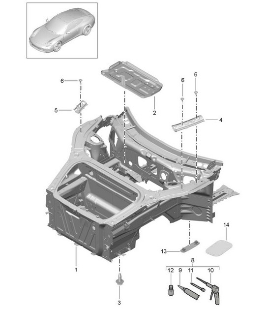 Diagram 801-005 Porsche Cayman GTS 718 2.5L PDK (365 Bhp) Body