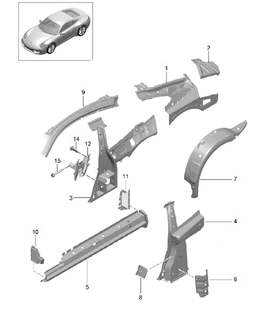 Side part, Inner - COUPE - 991.1 2012-16
