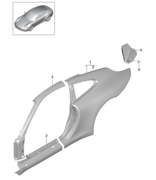 Diagram 801-055 Porsche 991.2 Carrera 4 3.0L (370 Bhp) 2016-19 Body