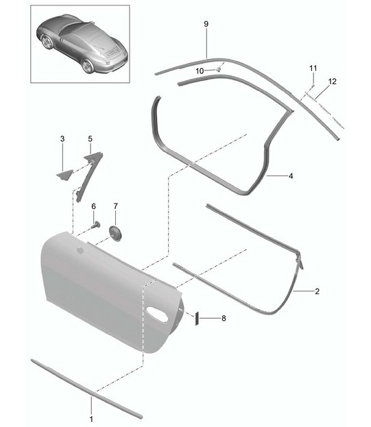 Door seal and Trim - COUPE - 991.1 2012-16