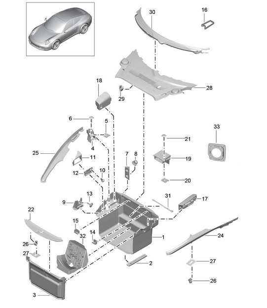 Luggage compartment 991.1 2012-16