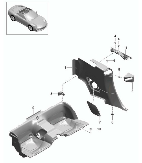 Side panel trim / Seat well - CABRIO - 991.1 2012-16