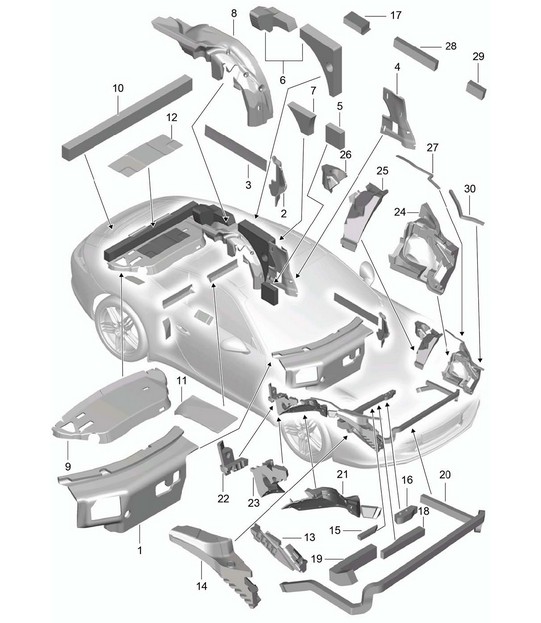 Body / sound absorbers - COUPE - 991.1 2012-16