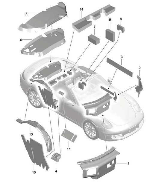 Body / sound absorbers - CABRIO - 991.1 2012-16