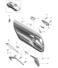 Door panel / Accessories / Trim / Aluminium, brushed / 50 years (PR: XWD, 981, 014)  991.1 2012-16