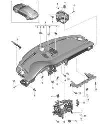 Instrument panel trim / Upper part with: Fasteners 991.1 2012-16