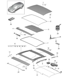 Sunroof - External sliding roof PR:651 - 991.1 2012-16