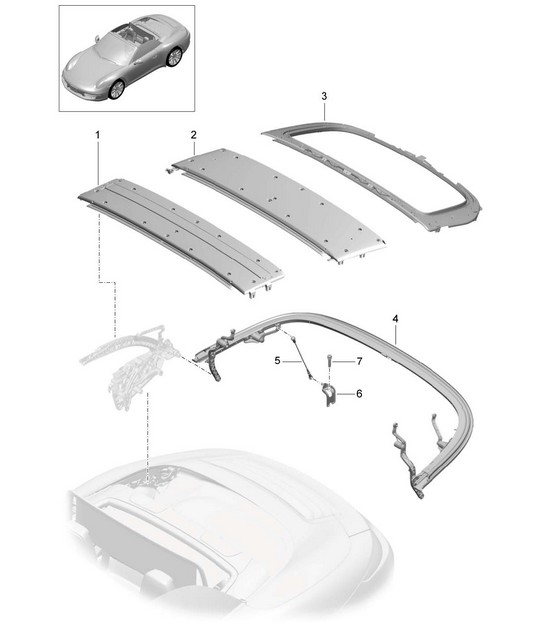 Top frame / Individual parts / Roof arch - CABRIO - 991.1 2012-16
