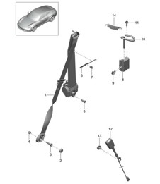 Three-point safety belt - FRONT - 991.1 2012-16