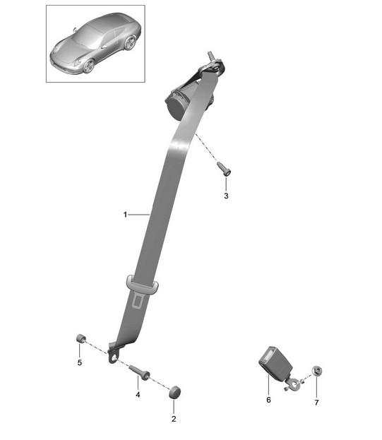 Three-point safety belt - REAR - 991.1 2012-16