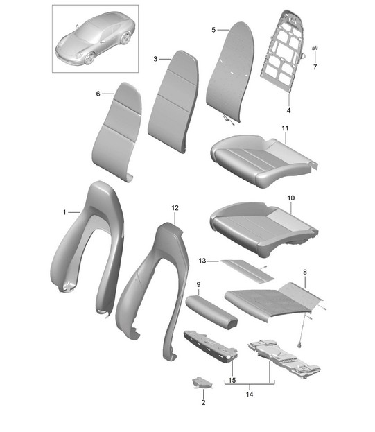 Foam part / Cover / Sports seat 991.1  2012>>