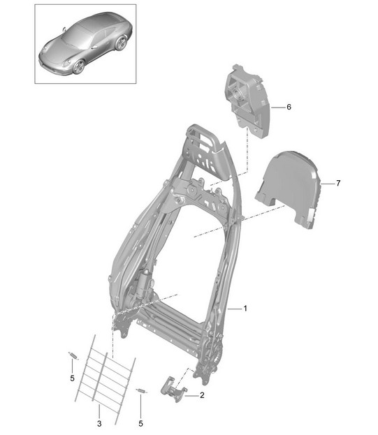 Backrest frame / sports seat / Accessories (PR: 315, 316, 321, 322) 991.1 2012>>
