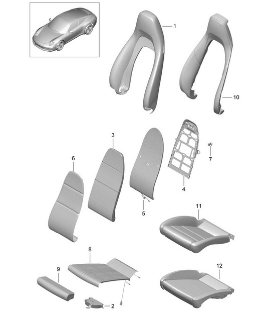 Foam part / Cover / Sports seat Plus 991.1  2012>>