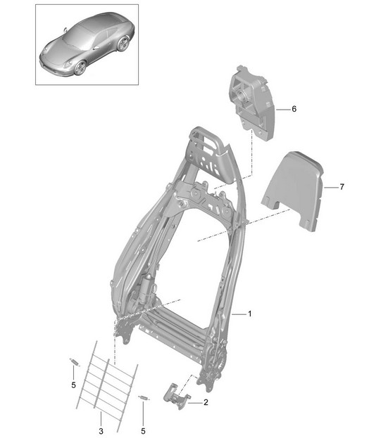 Backrest frame / Sports seat Plus / Accessories 991.1 MJ 2012>>