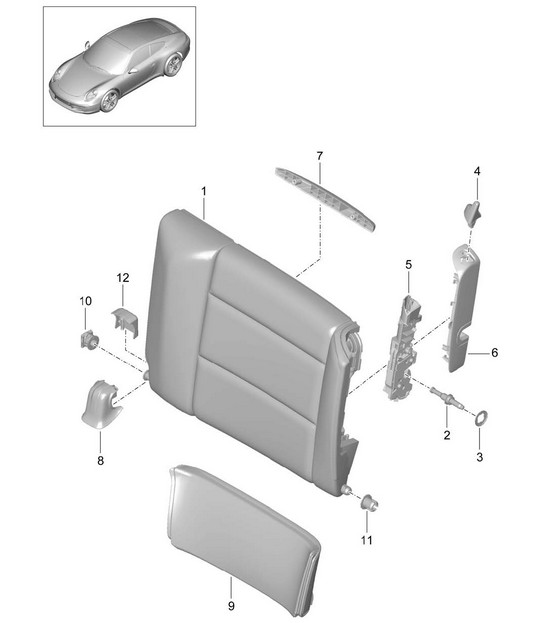 Emergency seat backrest / Accessories - COUPE - 991.1 2012>>