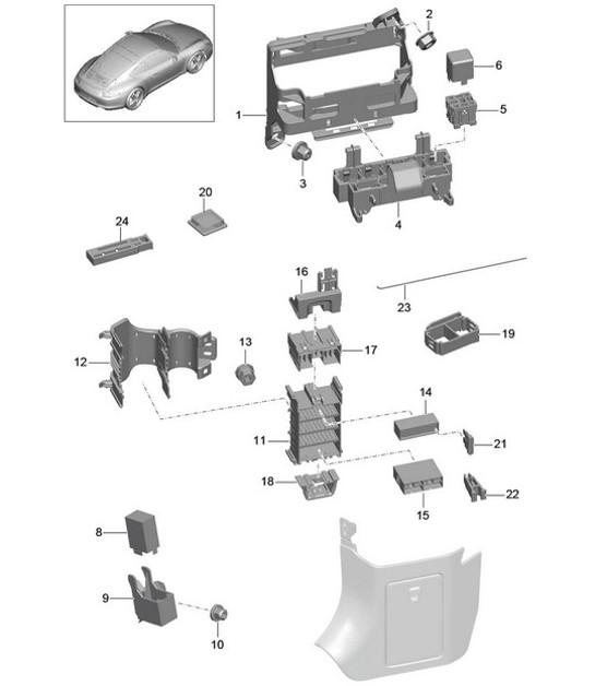 Diagram 902-000 Porsche 997 (911) MK1 2005-2008 Electrical equipment