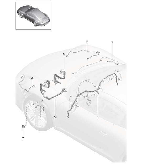 Wiring looms dashboard / Trim / Cover / Steering / Front axle 991.1 2012-16