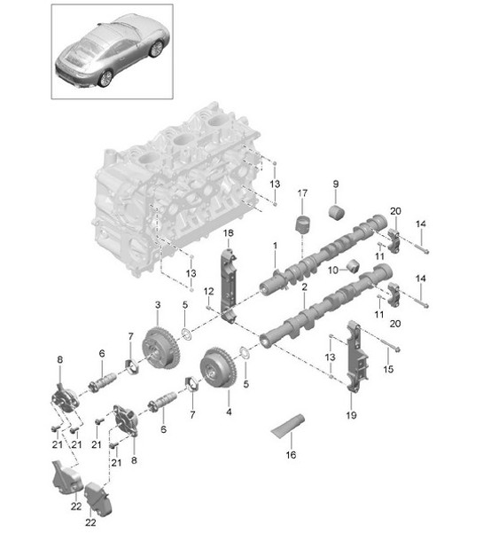 Diagram 103-010 Porsche 997 (911) MK1 2005-2008 Engine