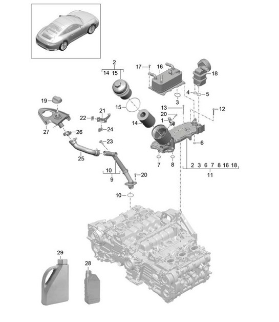 Diagram 104-005 Porsche Macan (95B) MK1 (2014-2018) Engine