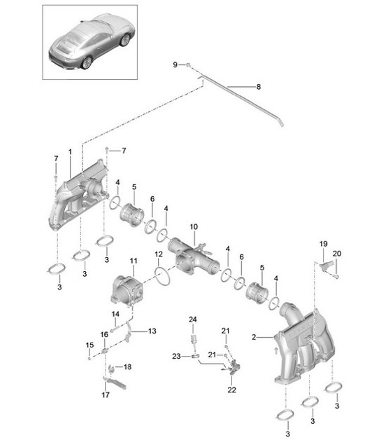 Diagram 107-005 Porsche Cayman 718 2.0L PDK（300马力） 引擎