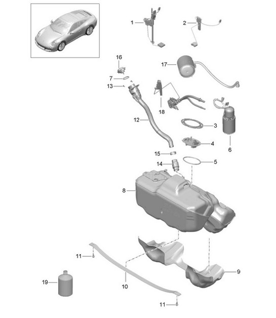 Diagram 201-000 Porsche Boxster 986/987/981 (1997-2016) Fuel System, Exhaust System