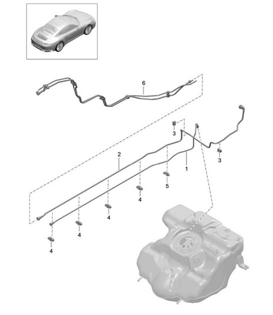 Diagram 201-005 Porsche Macan (95B) MK1 (2014-2018) Fuel System, Exhaust System